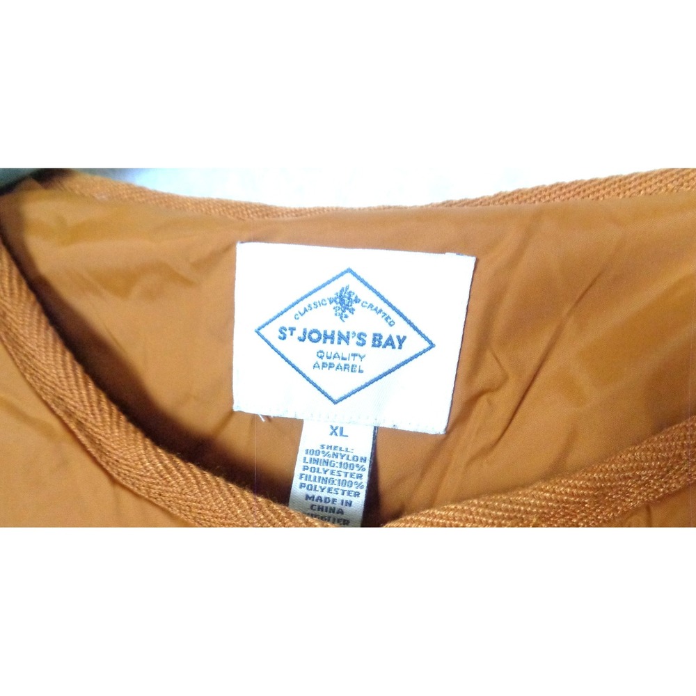 St.‎ John's Bay Quilted Jacket Womens XL Orange Snap Front Long Sleeve New - Picture 2 of 5